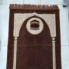 Tapis de prière islamique en velours, Janamaz Sajadah rembourré couleur Kaaba sacrée marron