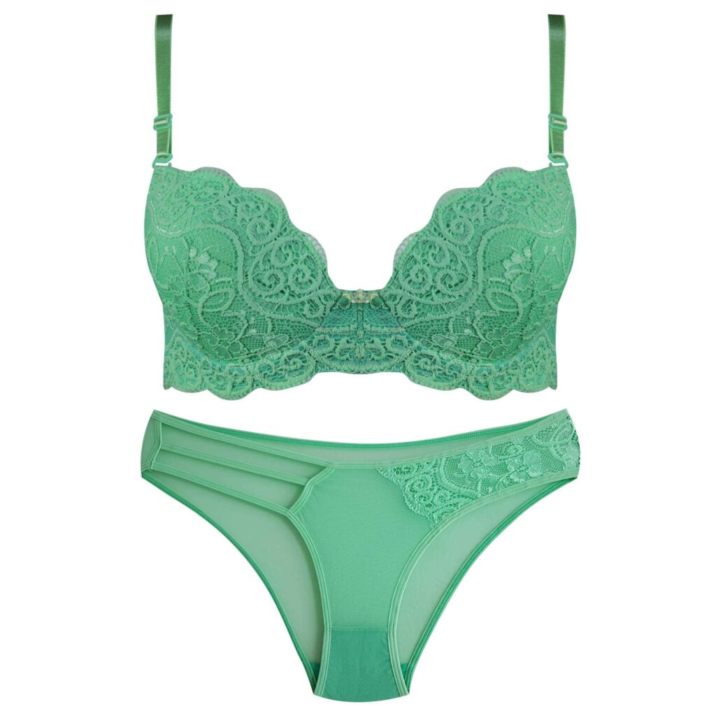 Ensemble de lingerie soutien-gorge rembourré & string Guipure pour femmes