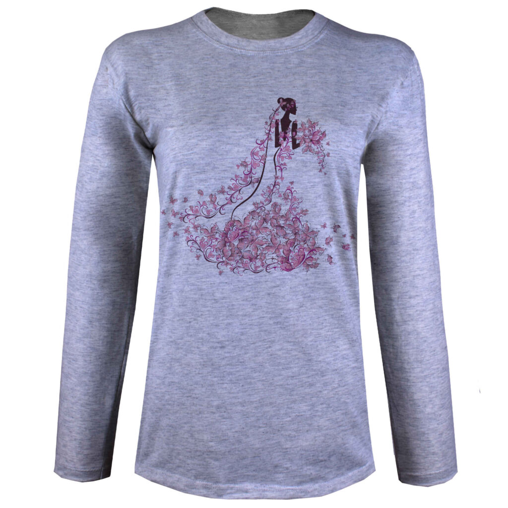 T-shirt à manches longues pour femmes avec design imprimé floral