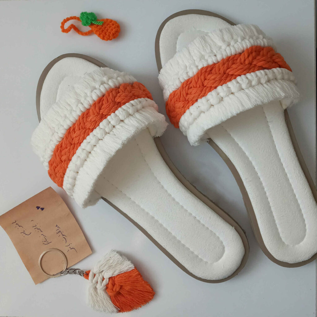 Pantoufles Macramé Boho Chic pour Femmes Modèle Bergamote