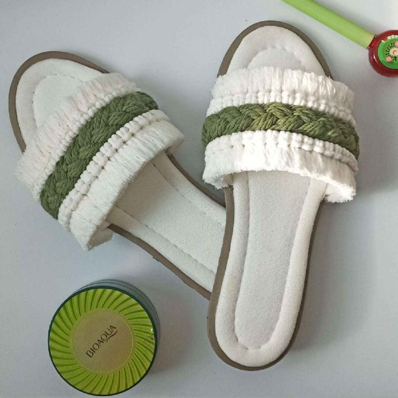 Pantoufles Macramé Boho Chic pour Femmes Modèle Bergamote