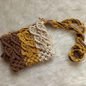 Sac bandoulière macramé tissé à la main pour femmes, modèle Leaf