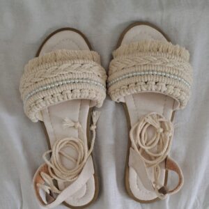 Sandales Sling Back Plates Macramé Artisanales