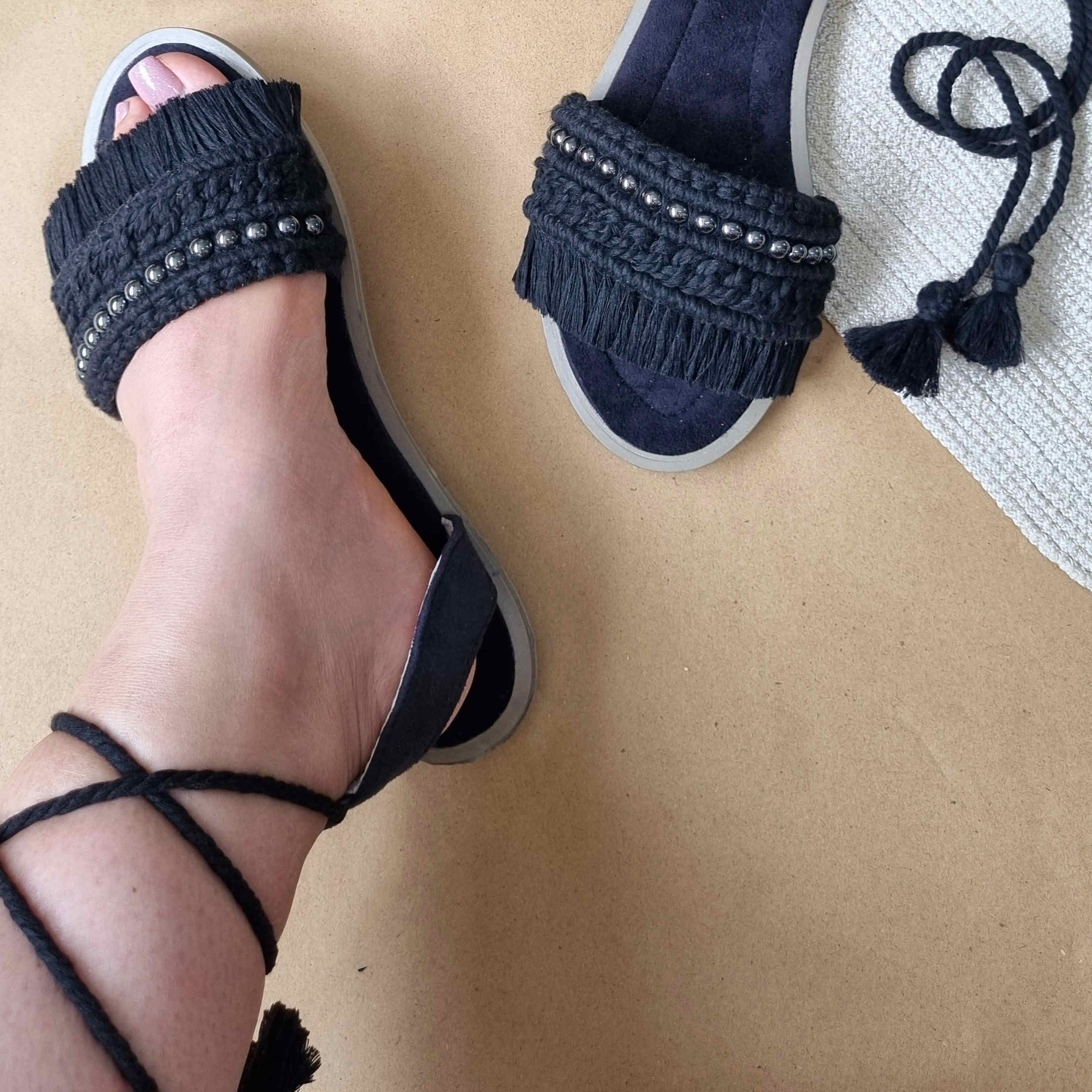 Sandales Sling Back Macramé Artisanales pour Femmes