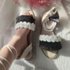 Sandales Sling Back Macramé Artisanales Modèle Noir & Blanc