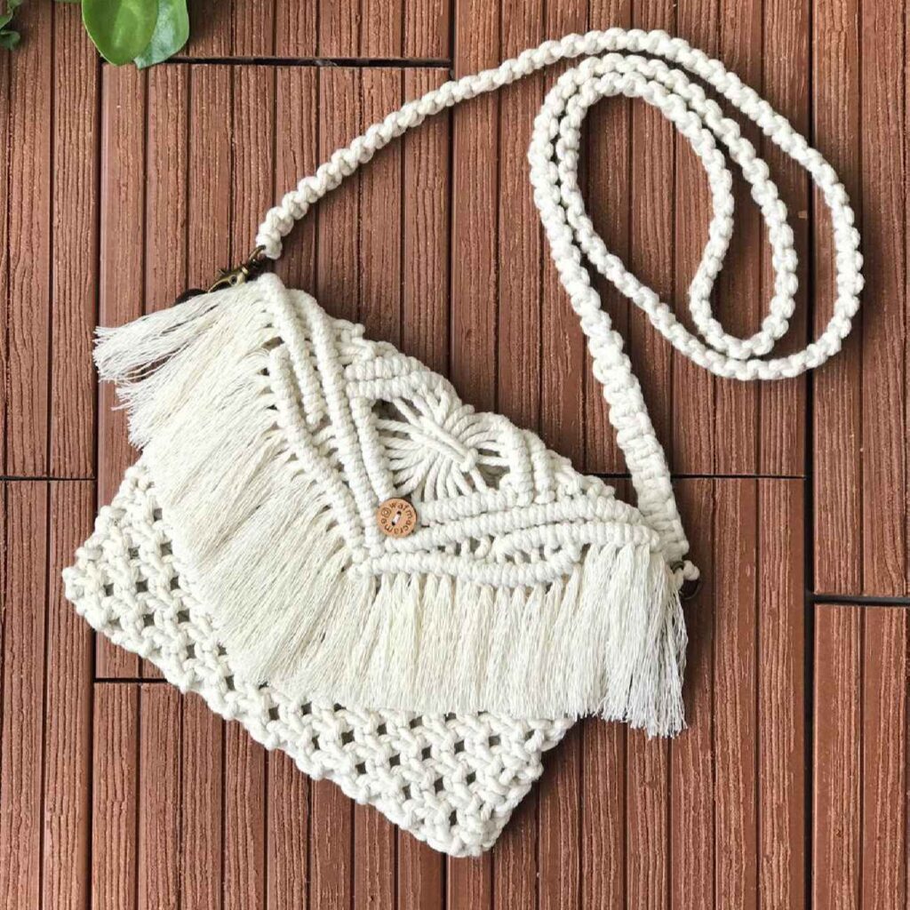 Sac bandoulière en macramé tissé à la main pour femmes, modèle Refah