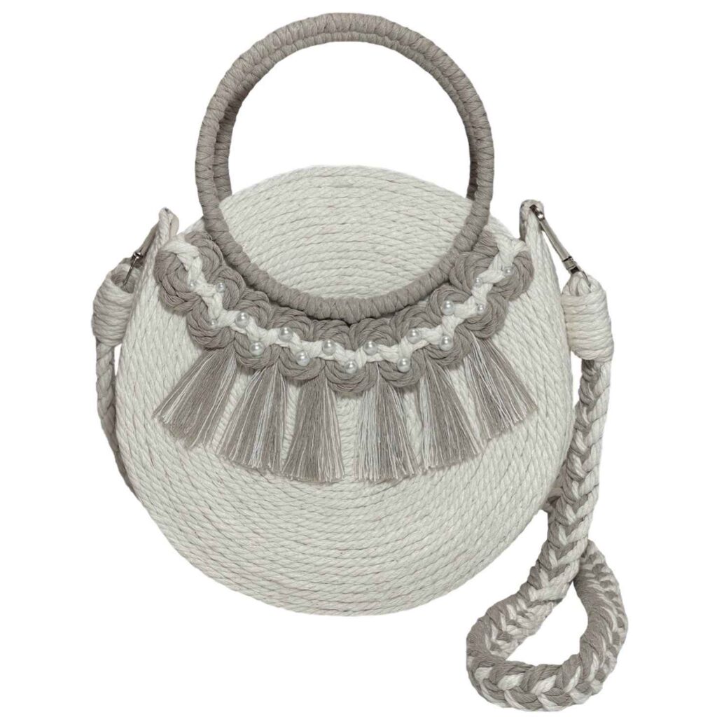 Sac bandoulière en macramé pour femmes tissé à la main avec design de franges