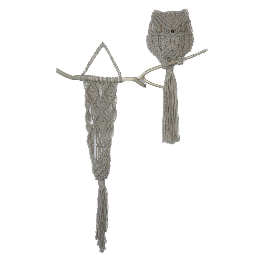 Tapisserie Murale en Macramé Bohème Modèle Chouette