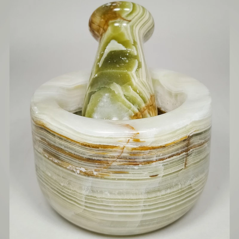 Ensemble Mortier et Pilon en Marbre Fabriqué à la Main pour le Mélange de Safran et d’Épices Modèle Karen