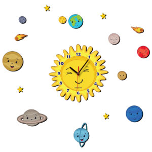 Horloge Murale en Bois Non Tictac pour Chambre d’Enfant avec Design de Petit Soleil