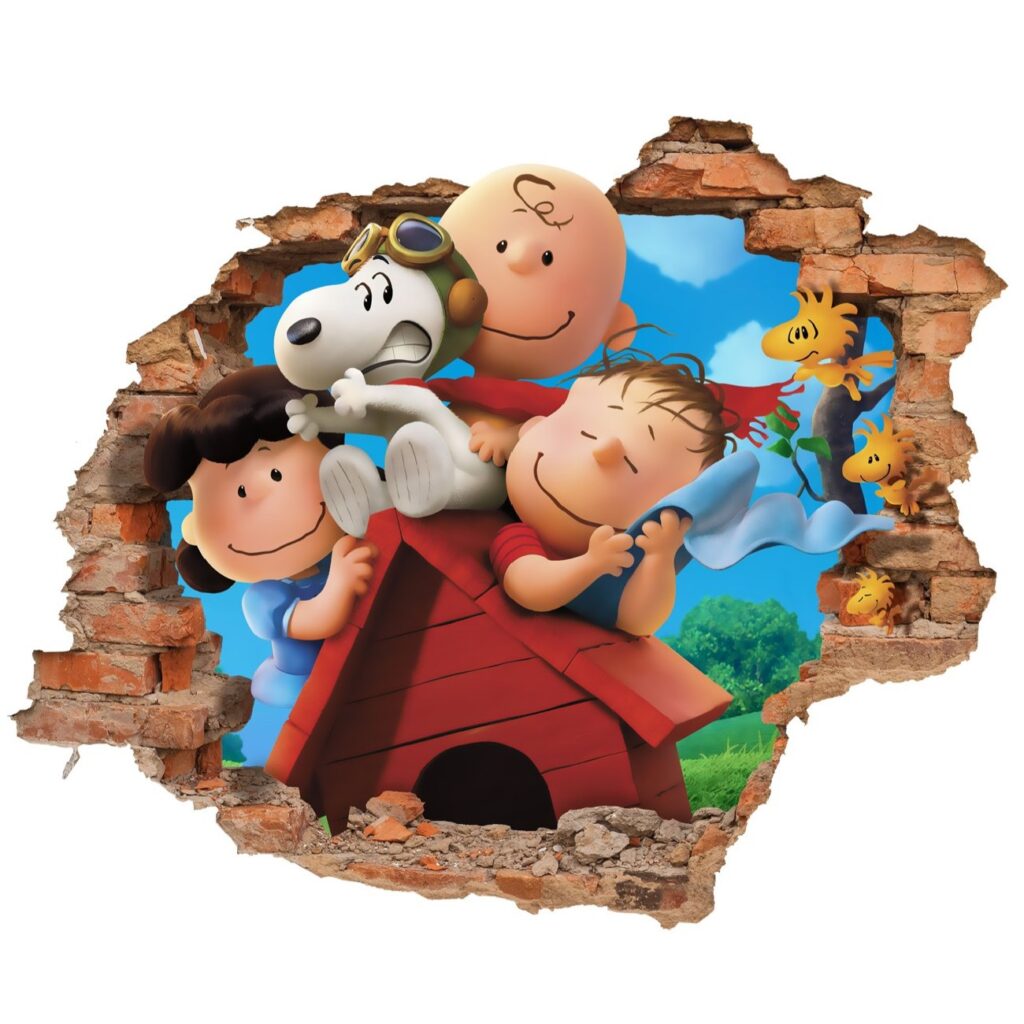 Autocollant mural 3D pour chambre de bébé – Modèle Snoopy et ses amis