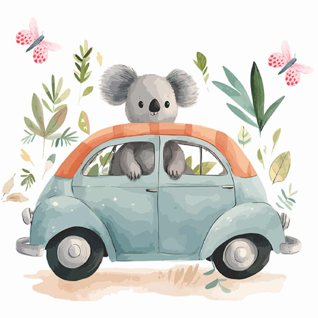 Autocollant mural pour chambre de bébé – Design koala joyeux
