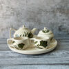 Ensemble de Thé et Café victorienne en Céramique avec Design Fleur Verte