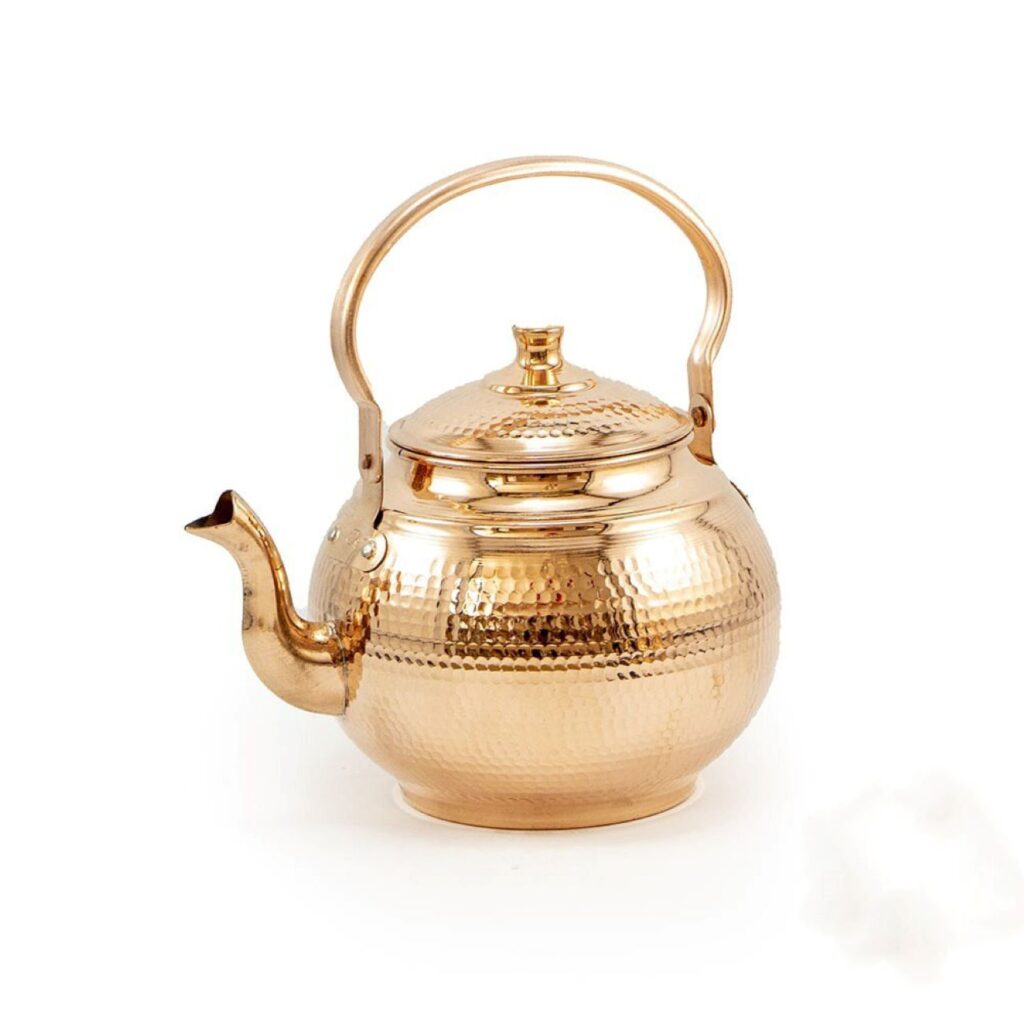 Bouilloire en cuivre persan durable pour cuisinière traditionnelle martelée Sepideh