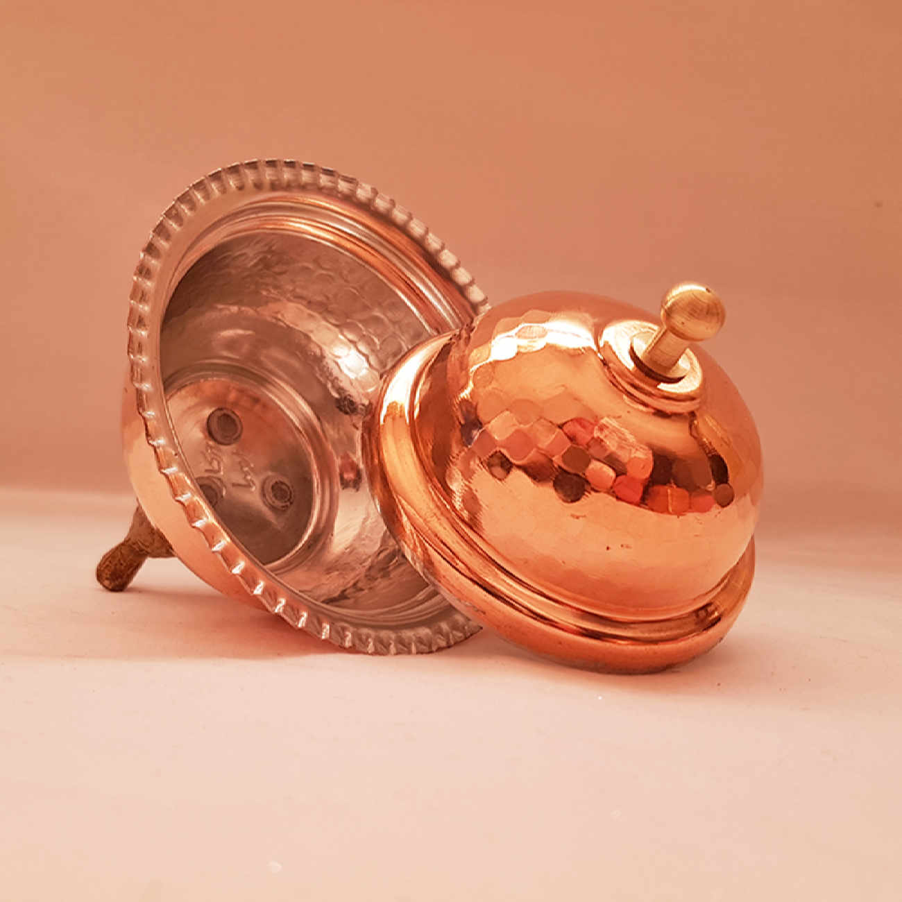 Sucrier persan artisanal en cuivre avec couvercle – Martelé