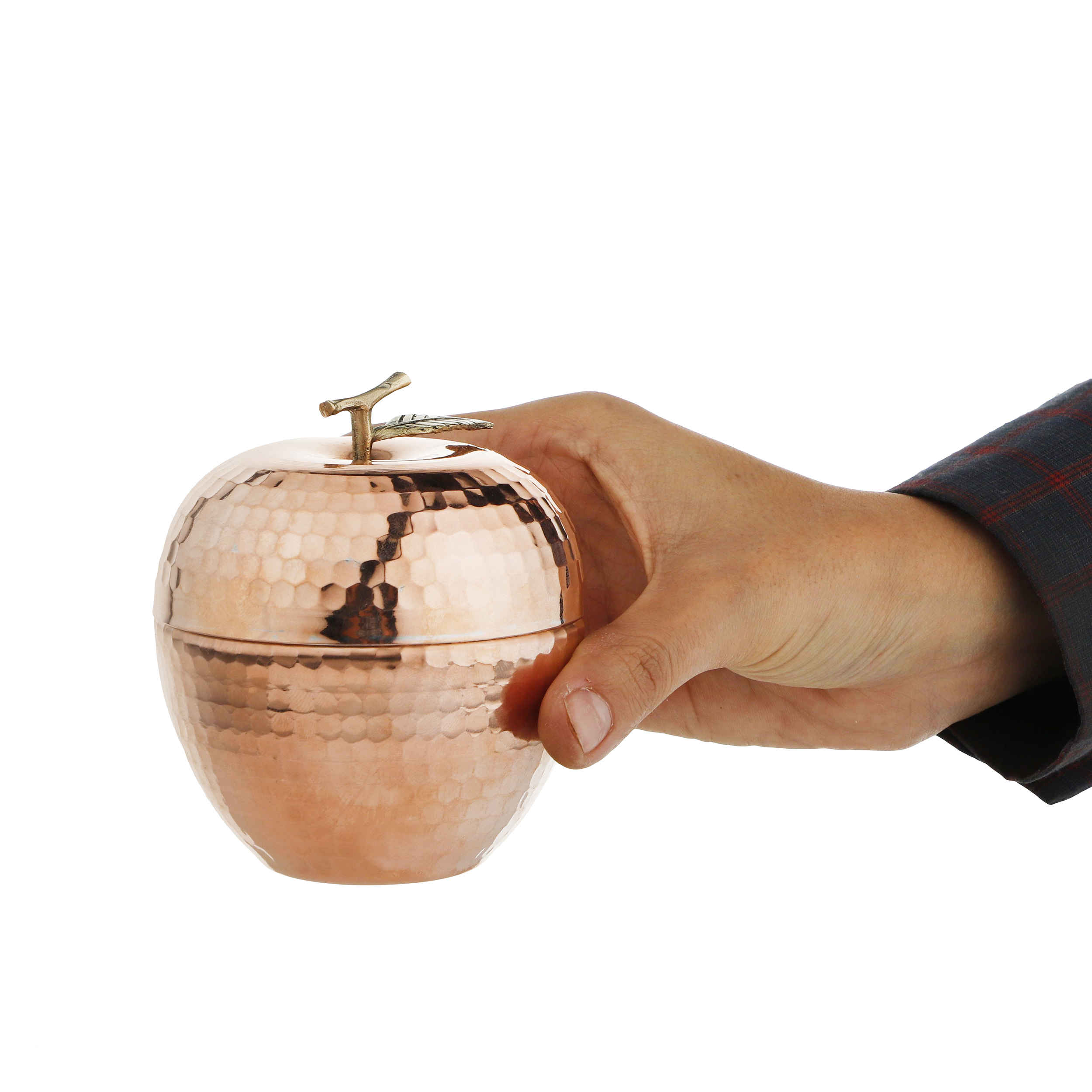 Sucrier persan artisanal en cuivre avec couvercle – Martelé Pomme