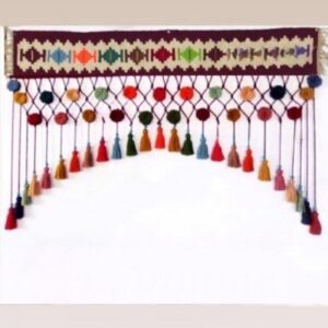 Tenture murale persane à pompons DIY – Motif kilim traditionnel modèle Mehr