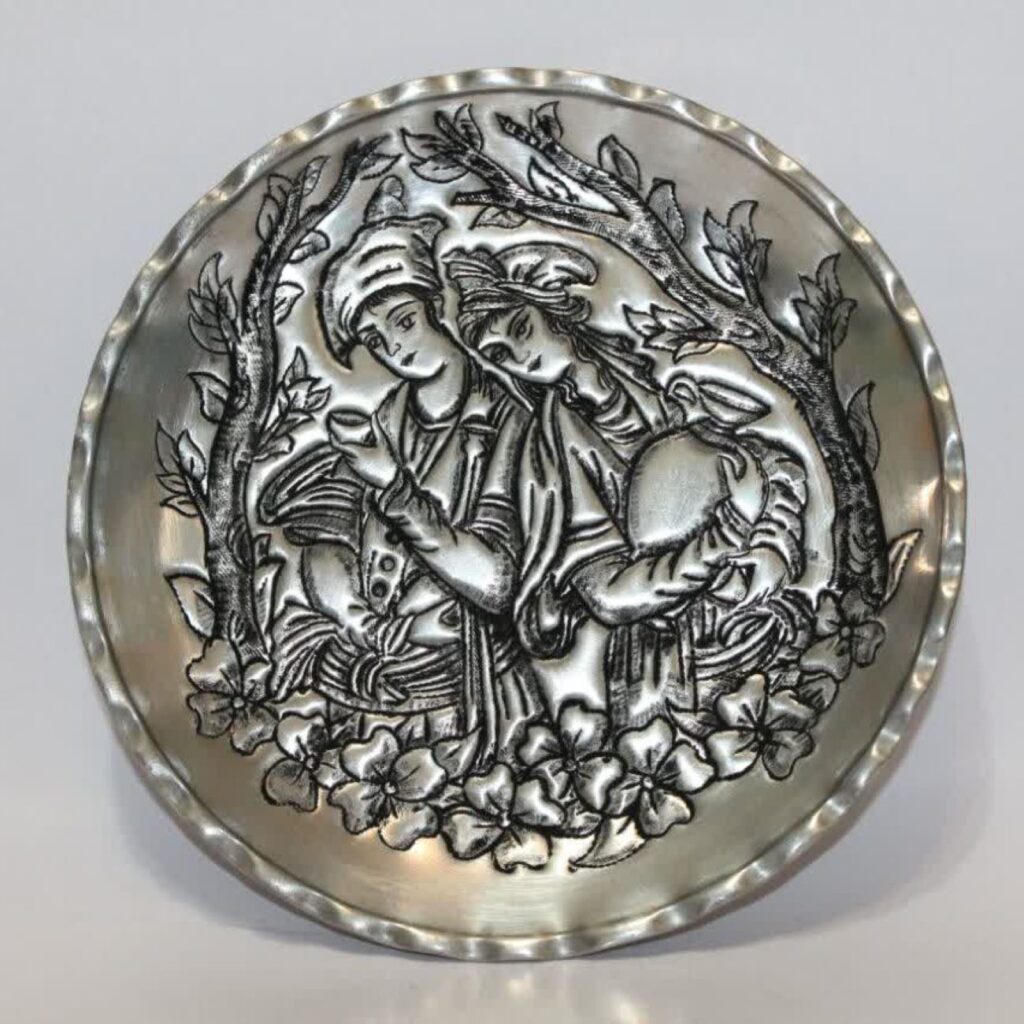 Bol décoratif en argent persan – Pièce décorative unique faite à la main