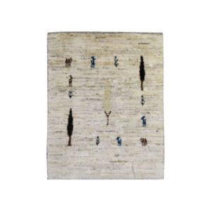 Tapis Gabbeh Persan en laine authentique tissé à la main, motifs d’arbres