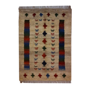 Tapis Gabbeh Persan en laine authentique tissé à la main à Shiraz, motifs animaliers