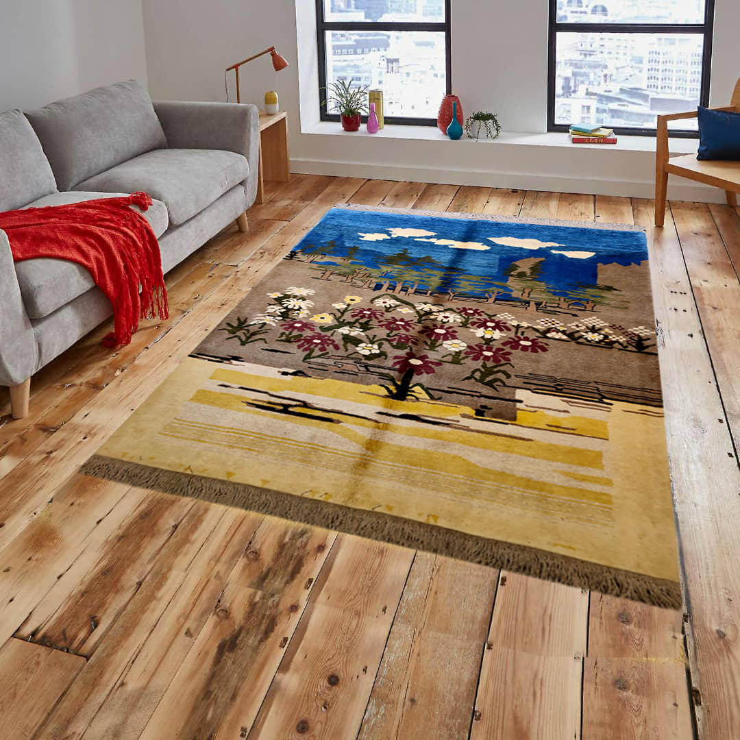 Tapis Gabbeh Persan en laine authentique tissé à la main à Shiraz, jungle