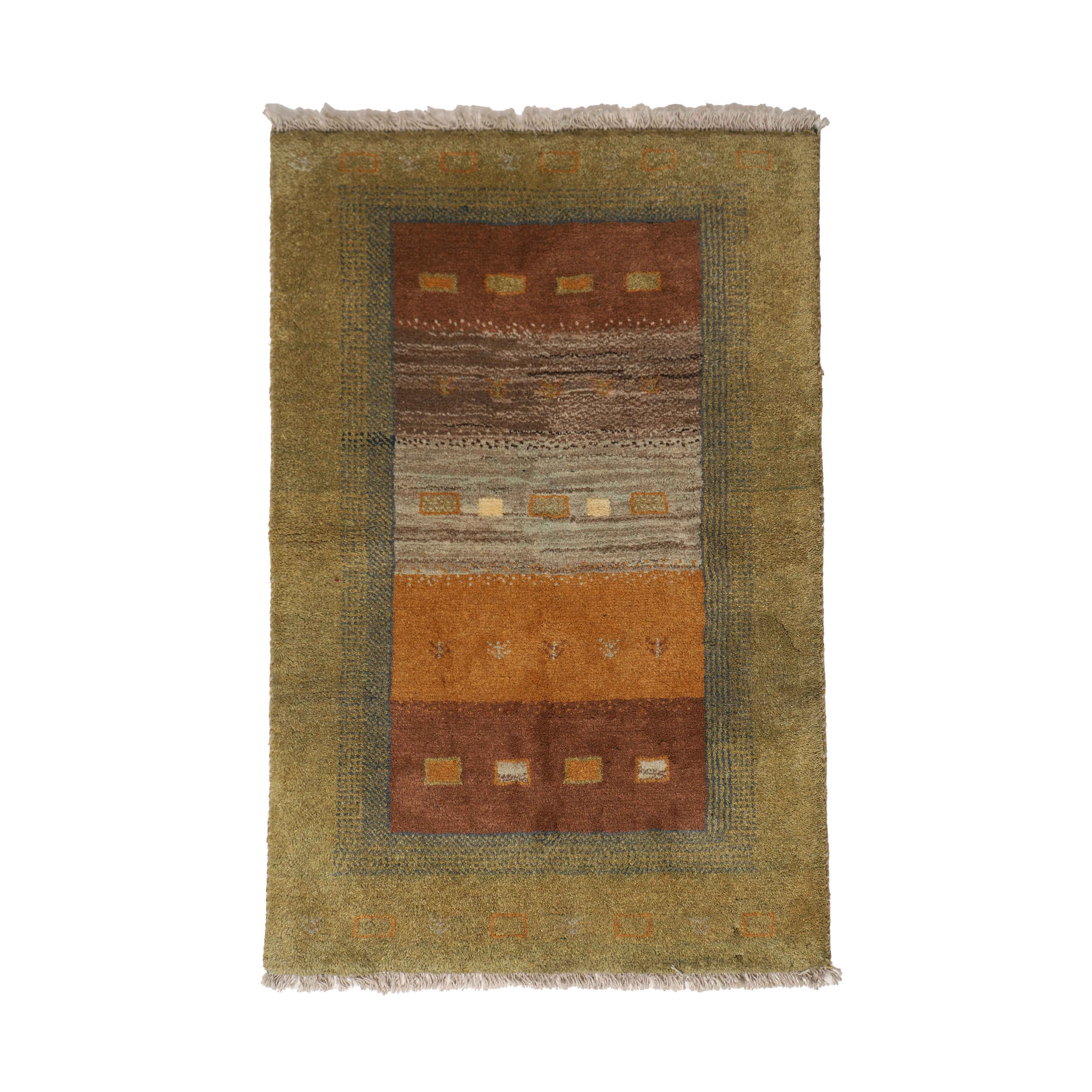 Tapis Gabbeh Persan en laine authentique tissé à la main dans le Fars, géométrique