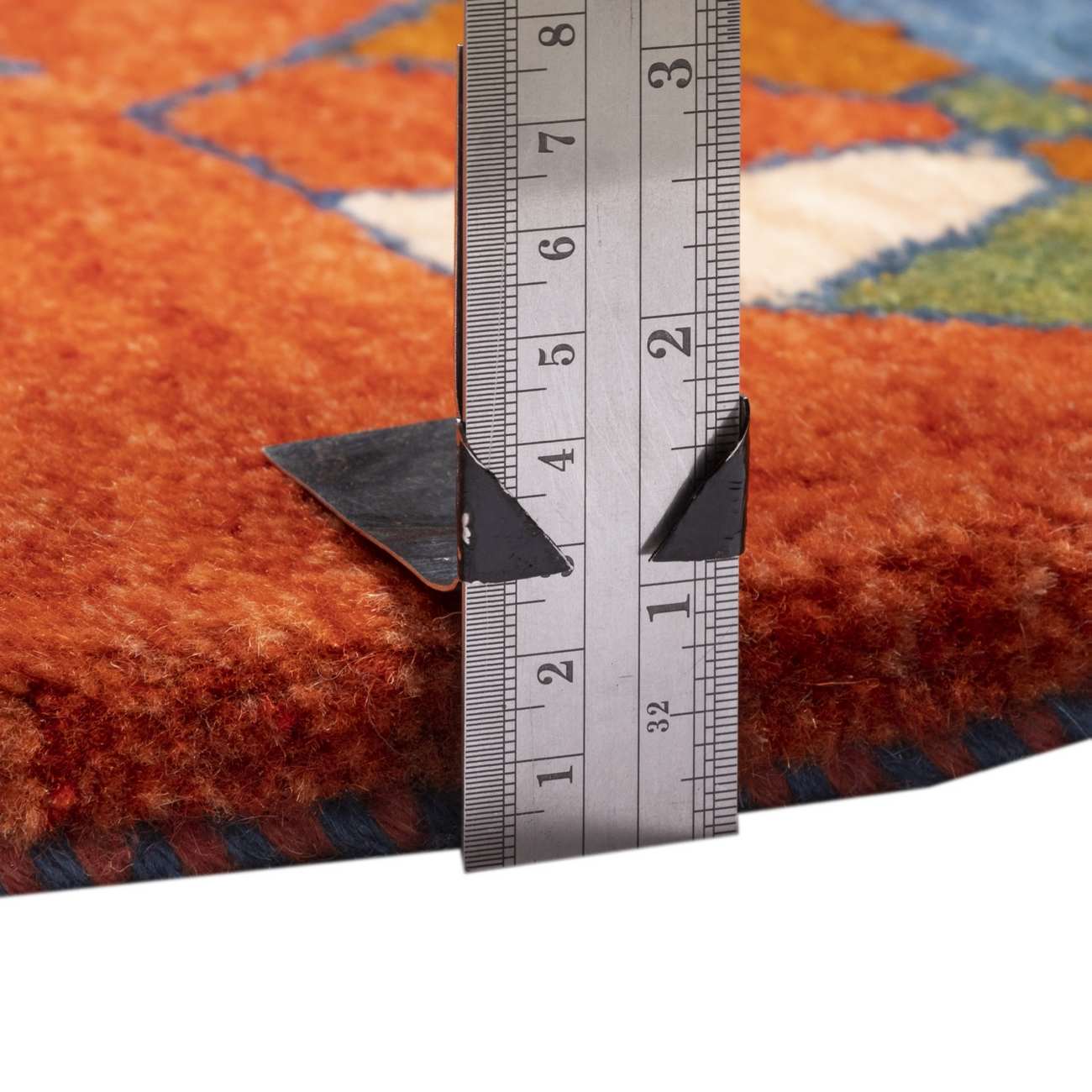 Tapis Gabbeh Persan en laine tissé à la main dans le Fars, géométrique rouge brique