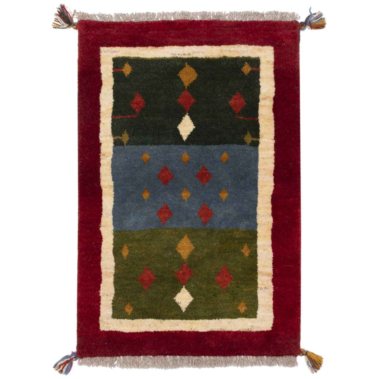 Tapis Gabbeh Persan en laine tissé à la main dans le Fars, géométrique