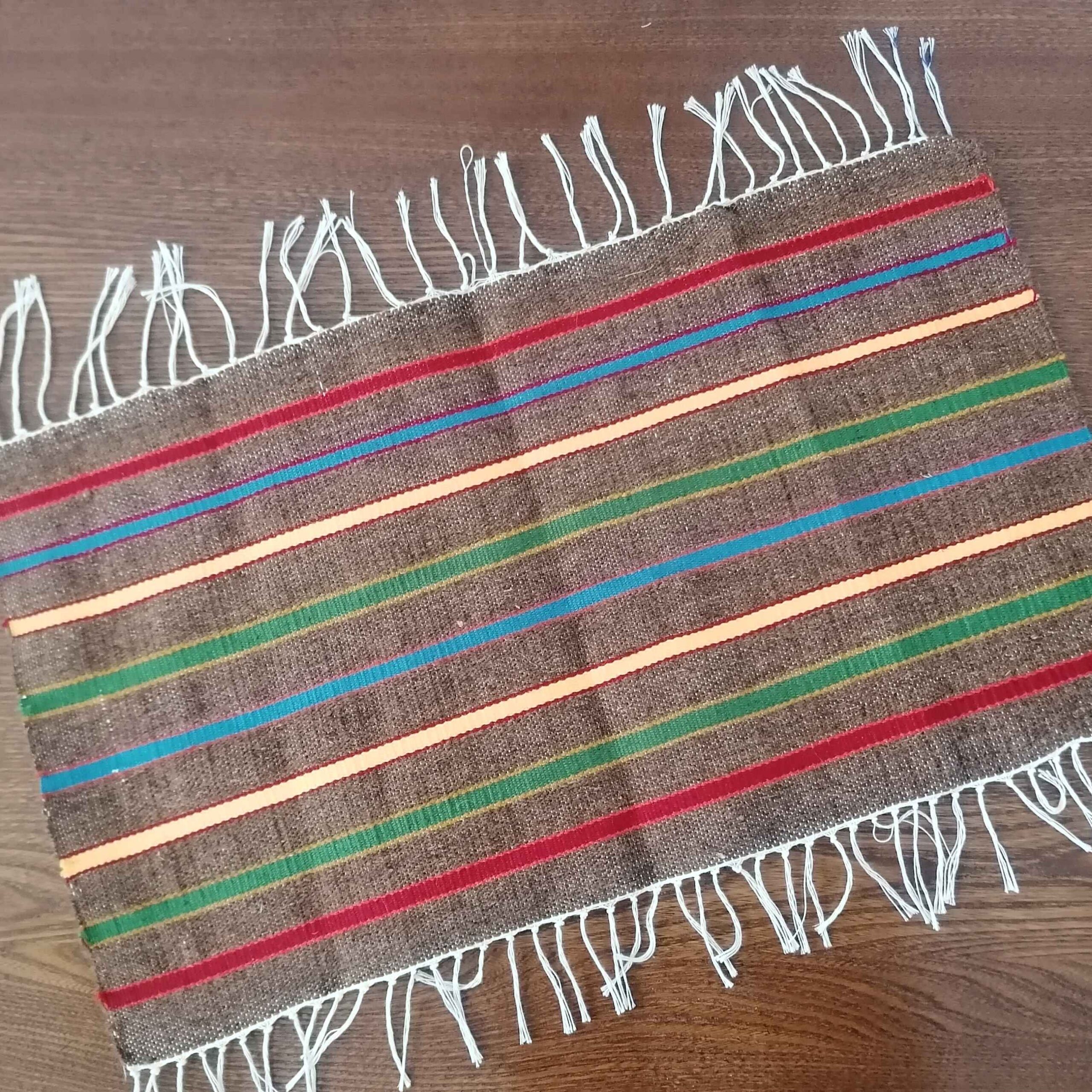 Tapis Jajim Persan tissé à plat dans le Golestan, rayé marron