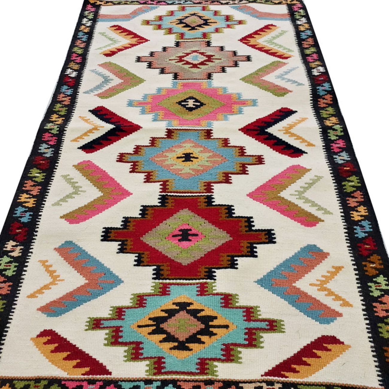 Tapis Kilim Persan authentique tissé à la main, Qashqai