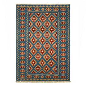 Tapis Kilim Persan en laine tissé à la main dans le Fars, géométrique Qashqai