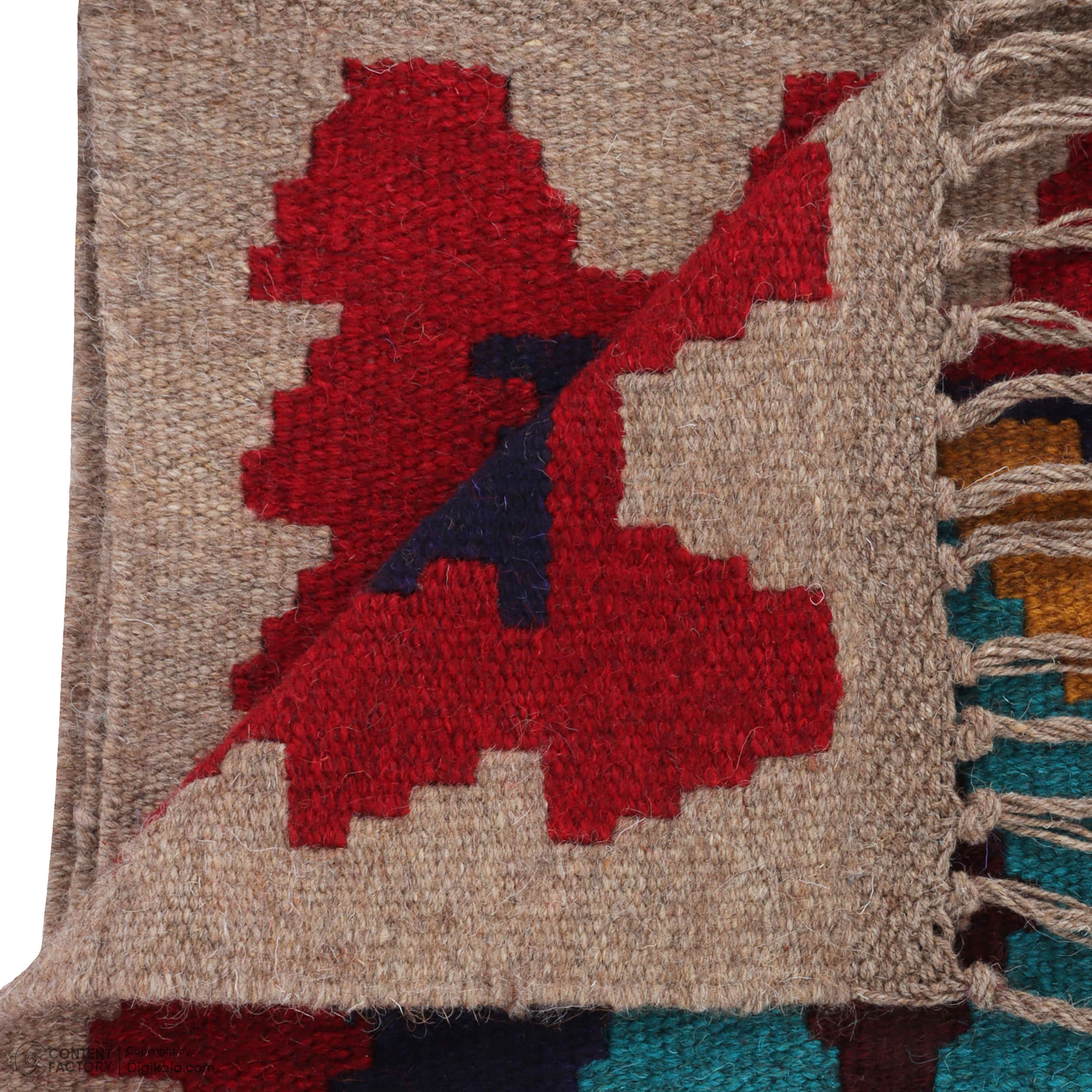 Tapis Kilim Persan en laine tissé à la main à Téhéran, géométrique