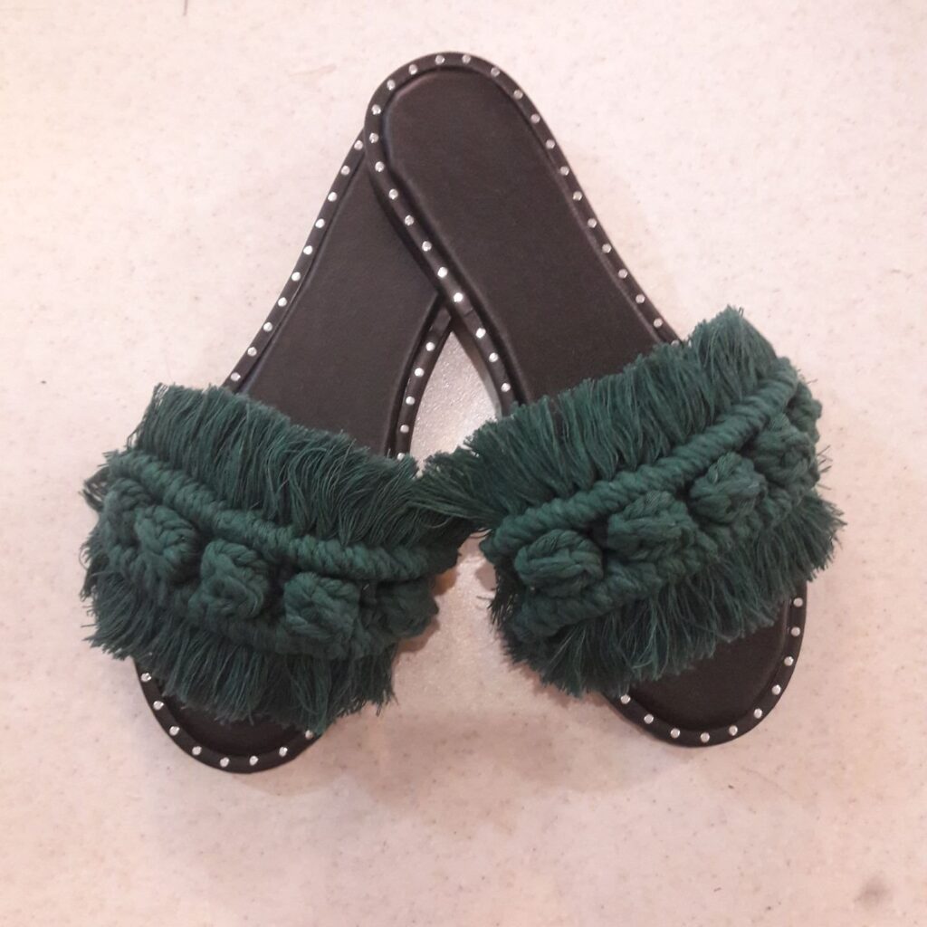 Pantoufles Macramé Boho Chic Plates pour Femmes Modèle Shaparak