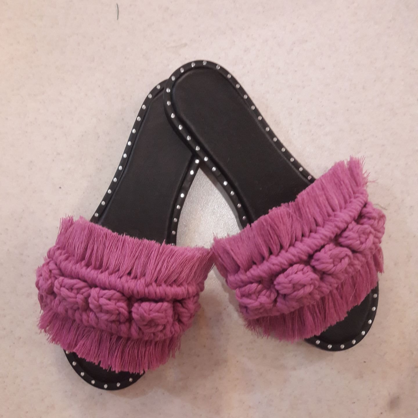 Pantoufles Macramé Boho Chic Plates pour Femmes Modèle Shaparak