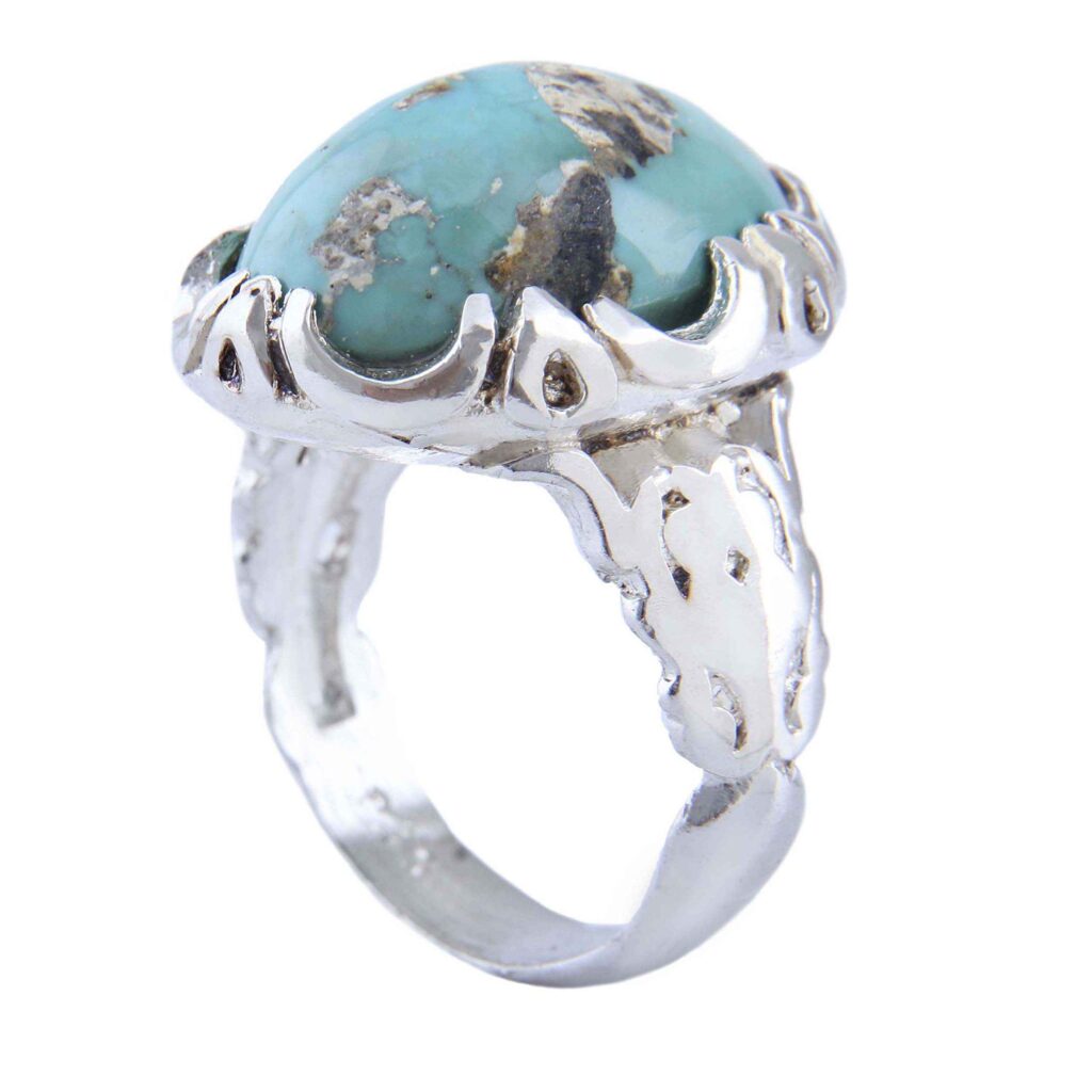 Bague Modèle Empire en Argent Persan avec Turquoise de Neyshabur pour Homme