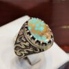 Bague Modèle Firoze en Argent Persan avec Turquoise de Neyshabur pour Homme