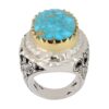 Bague Modèle Roi en Argent Persan avec Turquoise de Neyshabur pour Homme