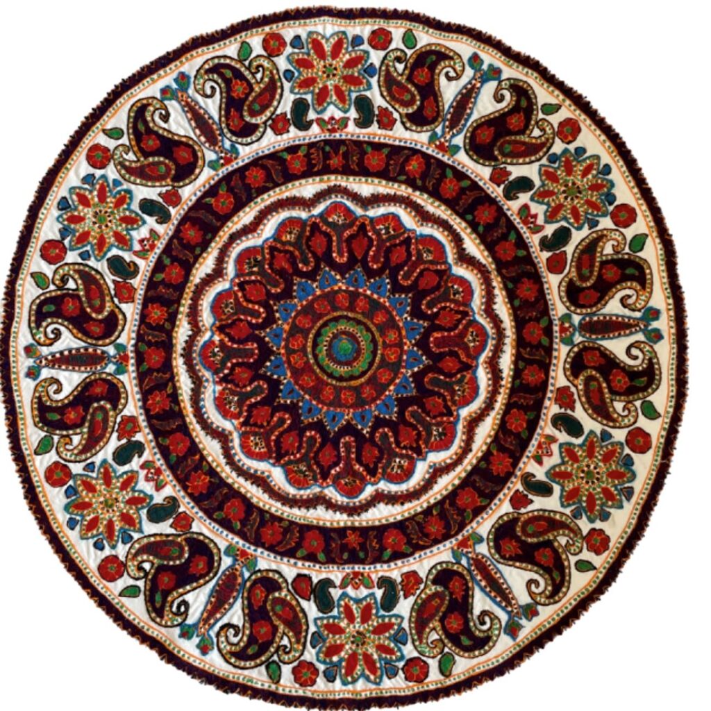 Nappe Persane Pateh à Kerman Art de Broderie Artisanale Paisley