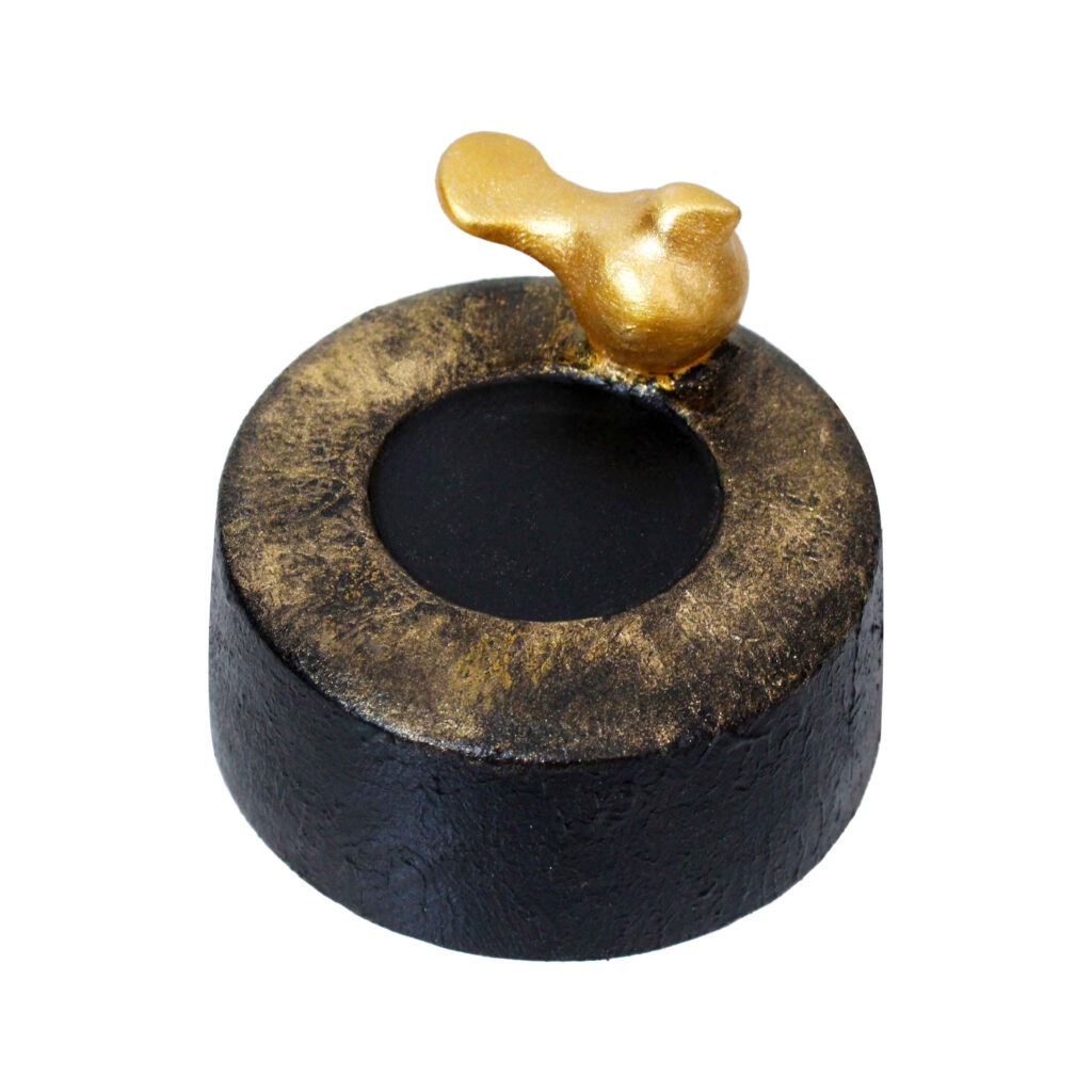 Bougeoir en poterie persane fait main avec design d’oiseau