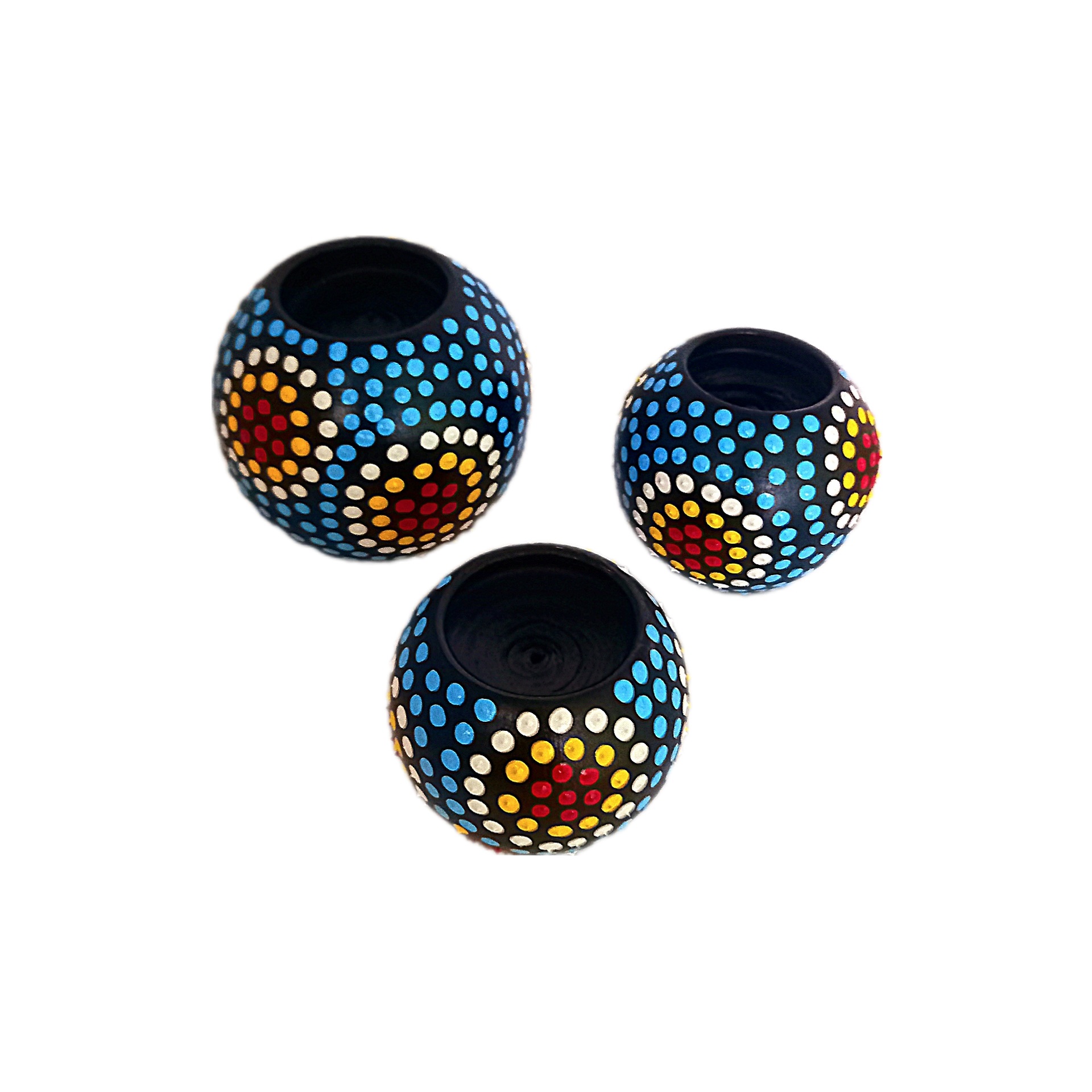 Bougeoir en poterie persane fait main avec design de peinture à points