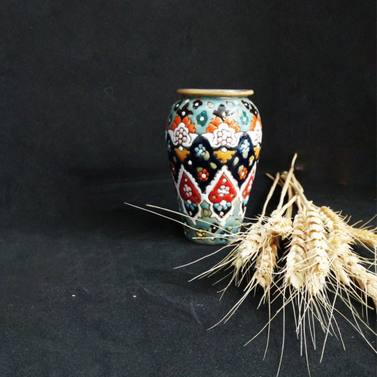 Porte-pinceaux de maquillage en poterie persane avec art MinaKari fait main