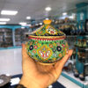 Sucrier en Poterie Persane Fait Main avec Couvercle - Minakari Émaillé avec Motif Floral