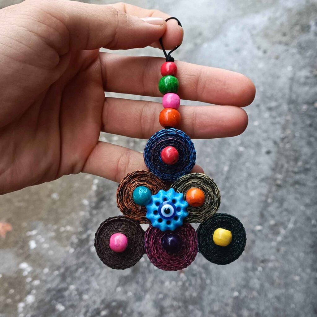 Amulette Murale Traditionnelle Persane Œil Turc Modèle Triangle