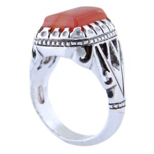 Bague en argent Aqeeq yéménite persane pour hommes – Fabriquée à la main