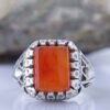 Bague en argent Aqeeq yéménite persane pour hommes - Fabriquée à la main