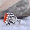 Bague en argent Aqeeq yéménite persane pour hommes - Fabriquée à la main
