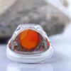 Bague en argent Aqeeq yéménite persane pour hommes - Fabriquée à la main