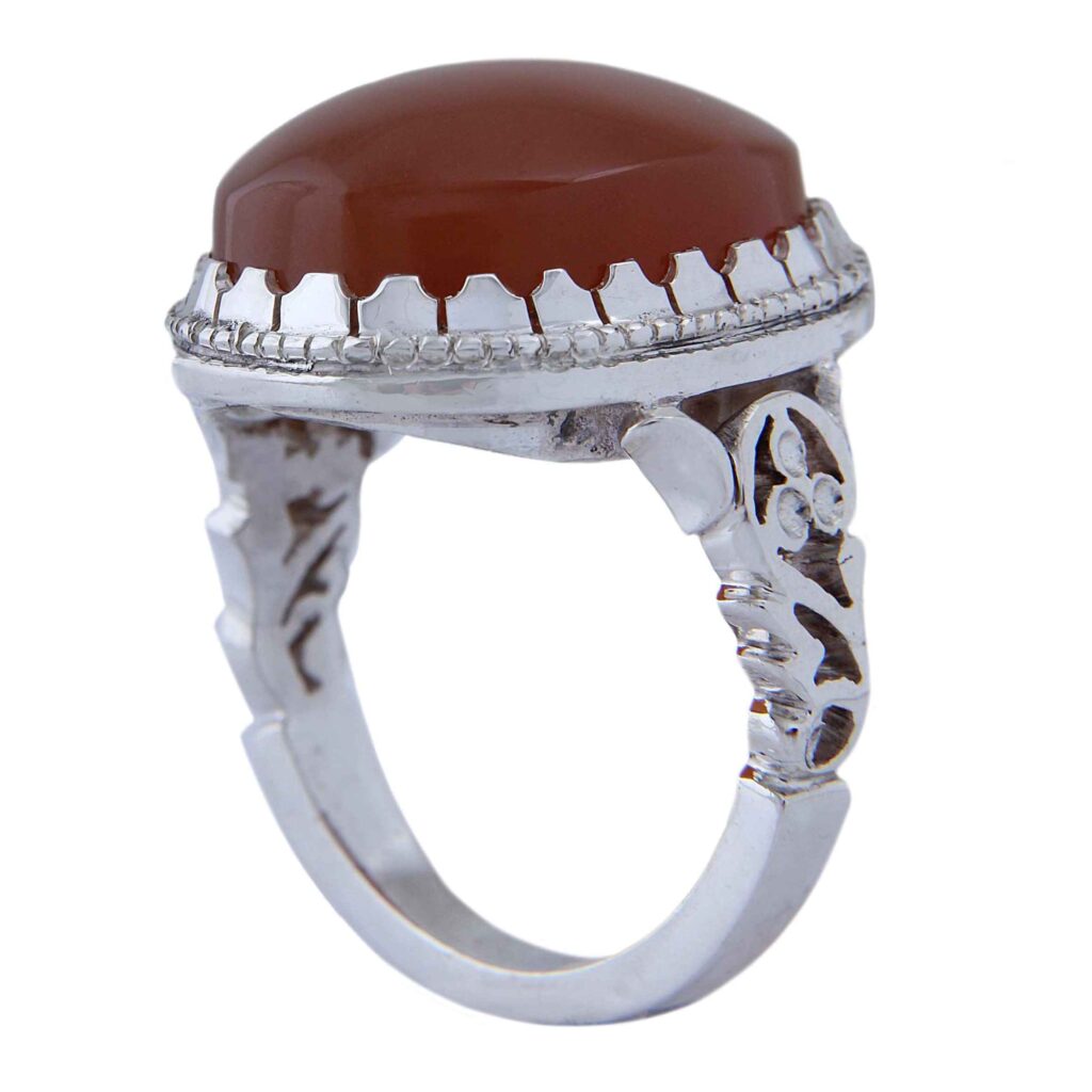 Bague en argent Aqeeq yéménite persane pour hommes - Modèle Palais fabriqué à la main