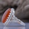 Bague en argent Aqeeq yéménite persane pour hommes - Modèle Palais fabriqué à la main