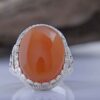 Bague en argent Aqeeq yéménite persane pour hommes - Modèle Palais fabriqué à la main